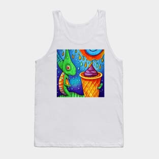 happy dinosaur love ice cream art Tank Top